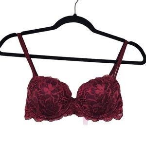 Victoria's Secret Burgundy Lace Date Push-Up Bra Size 32B